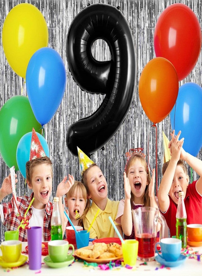 TOTAFAM بالونات سوداء على شكل الرقم 9، بالونات فويل كبيرة مقاس 40 بوصة، بالون رقم عملاق للنساء والرجال، مناسبة لأعياد الميلاد والذكرى السنوية وتزيين خلفيات الحفلات - Image 3