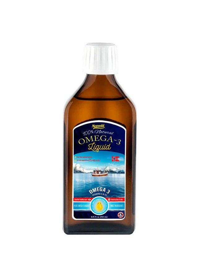Sanniti Sanniti 100% Natural Omega-3 Liquid | A Rich Source of EPA Fatty acids | Vitamins A & D3 | Product of Norway Sourced from Anchovies, Sardines, and Other Wild Fish, 8.45 fl. oz  - Image 1