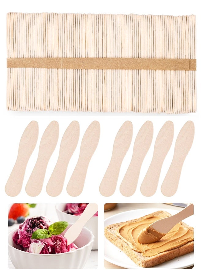 100PCS ملعقة تذوق صغيرة من الخشب، ملعقة الآيس كريم صغيرة قابلة للتحلل الحيوي، لحفلات الزفاف والحفلات - Image 1