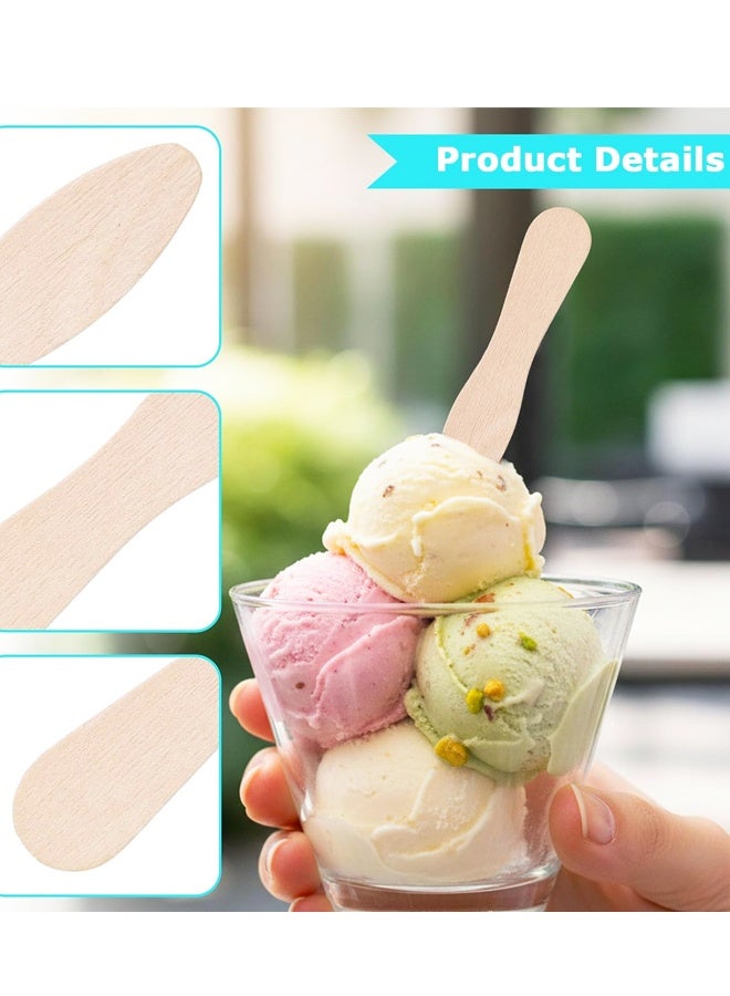 100PCS ملعقة تذوق صغيرة من الخشب، ملعقة الآيس كريم صغيرة قابلة للتحلل الحيوي، لحفلات الزفاف والحفلات - Image 4