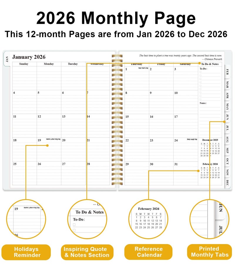 Tuun Fuplan Planner 2026 - Weekly & Monthly Planner from January 2026 to December 2026, Agenda 2026 with Inner Pocket, Elastic Band, 8.5" x 11", Colorful Large Flower - Image 3