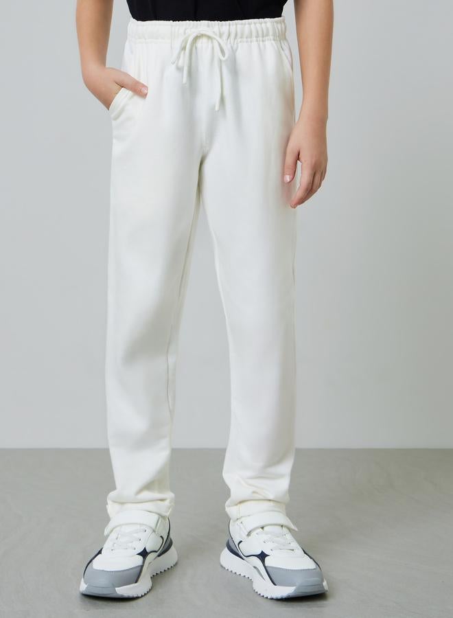 Styli Teen Boys Off White Full Length Drawstring Track Jogger - Image 1