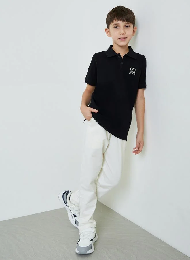 Styli Teen Boys Off White Full Length Drawstring Track Jogger