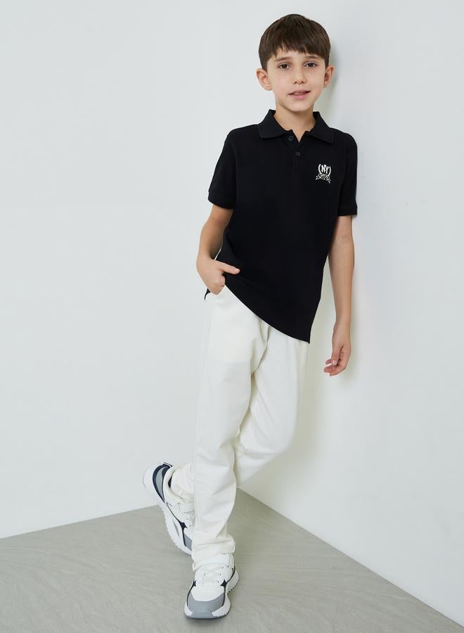 Styli Teen Boys Off White Full Length Drawstring Track Jogger - Image 2