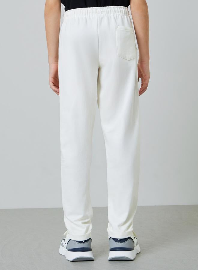 Styli Teen Boys Off White Full Length Drawstring Track Jogger - Image 3
