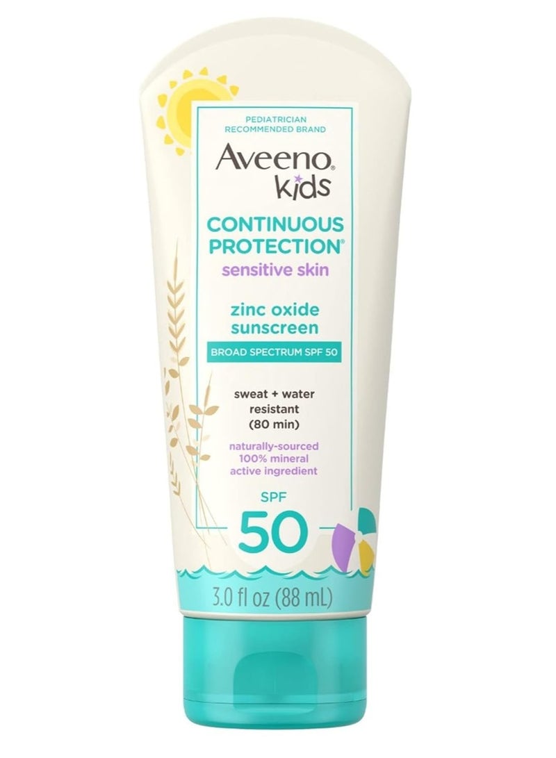Aveeno Spf#50 Kids Sensitive Skin Zinc Oxide Sunscreen 3 Ounce (88ml) (Pack of 2) - Image 1