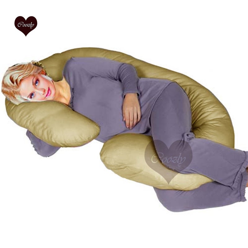 COOZLY وسادة الحمل على شكل C من COOZLY | وسادة الأمومة | أغطية قابلة للإزالة 100% قطن | ألياف PregnoCare الفاخرة | وسادة النوم للحمل (02 بريميوم لايت، بيج1) - Image 3