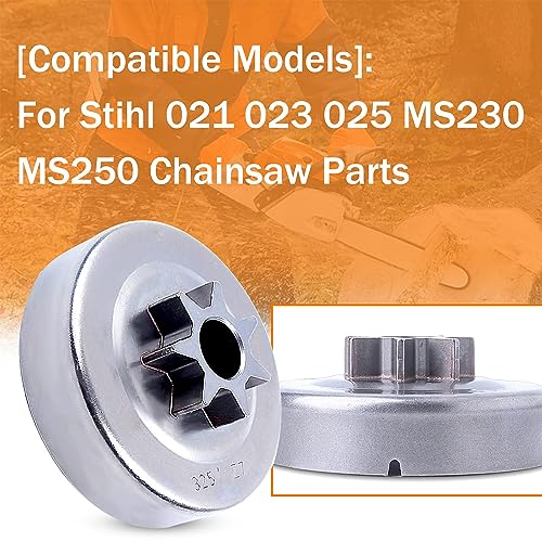 Mtanlo .325" Clutch Drum Sprocket Oil Pump Kit For Stihl 021 023 025 MS230 MS250 Saw US, .325"-7T Clutch Drum, Clutch, Clutch Washer, Worm Gear, Needle Bearing, E-Clip, Fuel Hose - Image 2