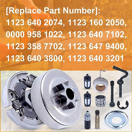 Mtanlo .325" Clutch Drum Sprocket Oil Pump Kit For Stihl 021 023 025 MS230 MS250 Saw US, .325"-7T Clutch Drum, Clutch, Clutch Washer, Worm Gear, Needle Bearing, E-Clip, Fuel Hose - Image 3