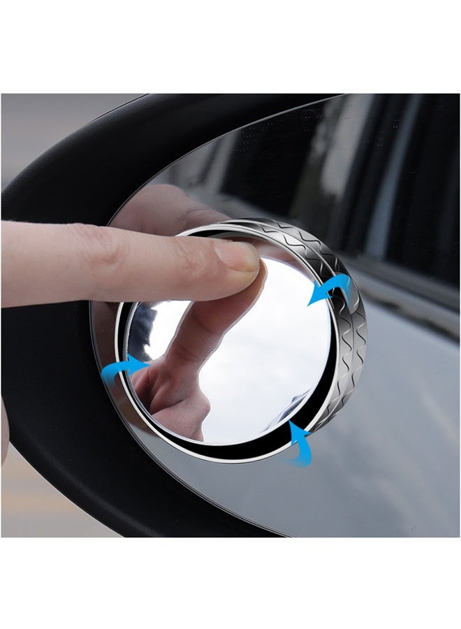 مرآة عمياء مزدوجة بدون لاصق، لا تضر بمرآة السيارة، مرآة جانبية محدبة زجاجية عالية الدقة بزاوية واسعة، مرآة محدبة لأي سيارة أو شاحنة صغيرة أو سيارة دفع رباعي أو شاحنة (فضية، قطعتان) - Image 4