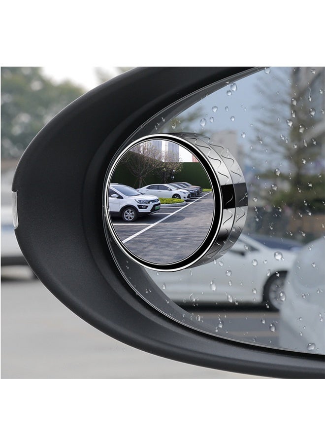 مرآة عمياء مزدوجة بدون لاصق، لا تضر بمرآة السيارة، مرآة جانبية محدبة زجاجية عالية الدقة بزاوية واسعة، مرآة محدبة لأي سيارة أو شاحنة صغيرة أو سيارة دفع رباعي أو شاحنة (فضية، قطعتان) - Image 3