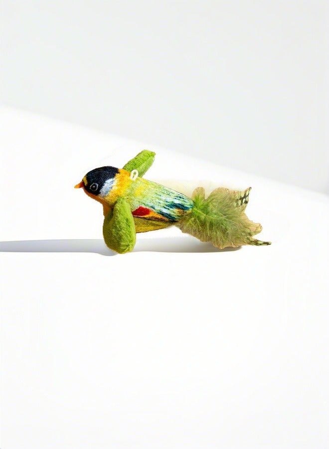 Generic Speaking Artificial Bird Cat Toy With Sound And Cat Mint With Real Bird Feather Green Color And Soft Touch for Kitten, Cat Birthday Gift  - Image 2