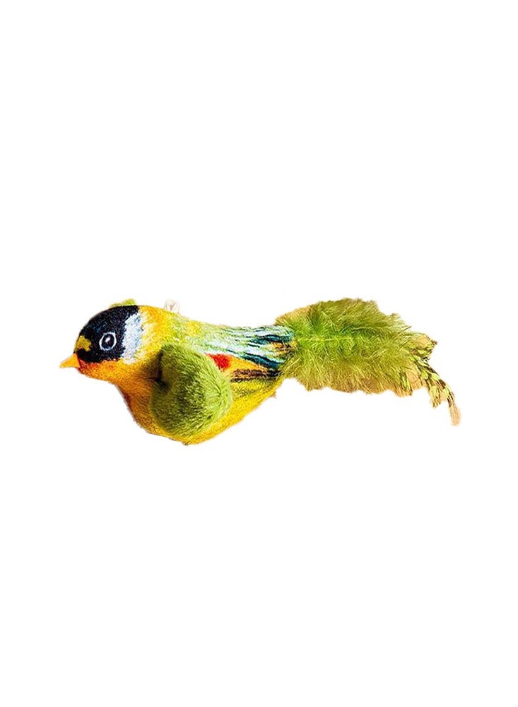 Generic Speaking Artificial Bird Cat Toy With Sound And Cat Mint With Real Bird Feather Green Color And Soft Touch for Kitten, Cat Birthday Gift  - Image 3