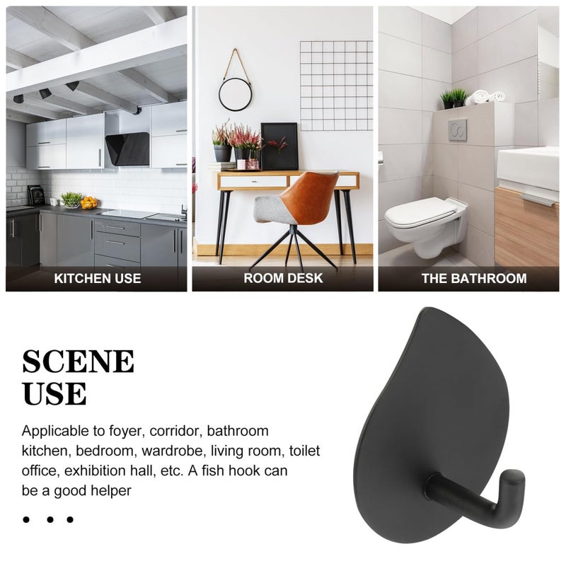 Stainless Steel Adhesive Wall Hooks 304 Black Waterdrop For Bathroom Kitchen Towel Storage - Image 4