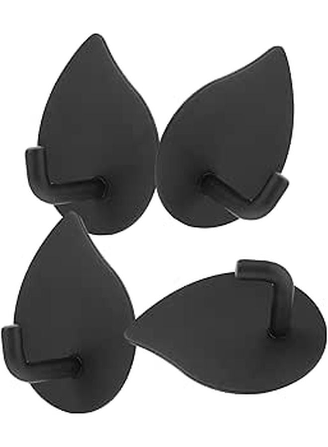 Stainless Steel Adhesive Wall Hooks 304 Black Waterdrop For Bathroom Kitchen Towel Storage - Image 1