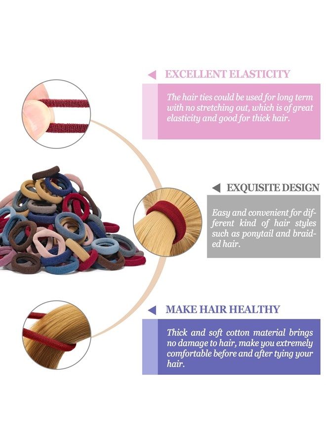 JIRIS 100PCS Hair Ties for Women And Kids, Seamless Thick Hair Band, Elastic Baby Hair Ties No Damage Ponytail Holder, Cotton Toddler Hair Tie, No Crease Small Hair Ties For Toddler Girls (set 3) - Image 3