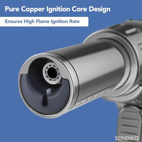 Sondiko Dual Adjustable Flame Butane Torch Lighter, Mini Blow Torch, Refillable kitchen Torch with Continuous Flame Lock for Creme Brulee, Cooking(Butane Gas Is Not Included) - Image 3