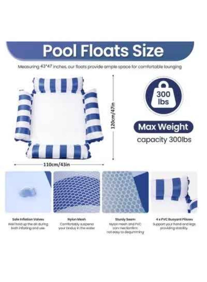 Rwnq Blue Inflatable Adult Lounger Float Comfortable Pool & Beach 4-Way Inflatable Multi-Purpose Pool Lounger - Adult Lounger - Swimming Accessories - Water Float - Water Toys. - Image 4