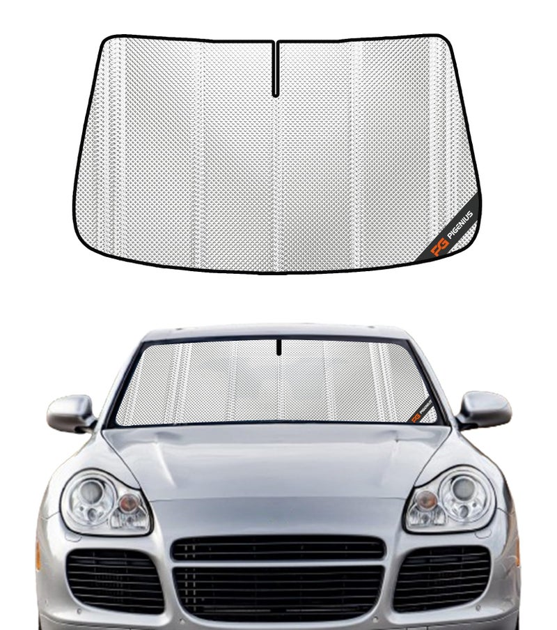 Pigenius Windshield Sun Shade for Porsche Cayenne 20042018 Full Coverage Rearview Mirror Shade for Ultimate Protection