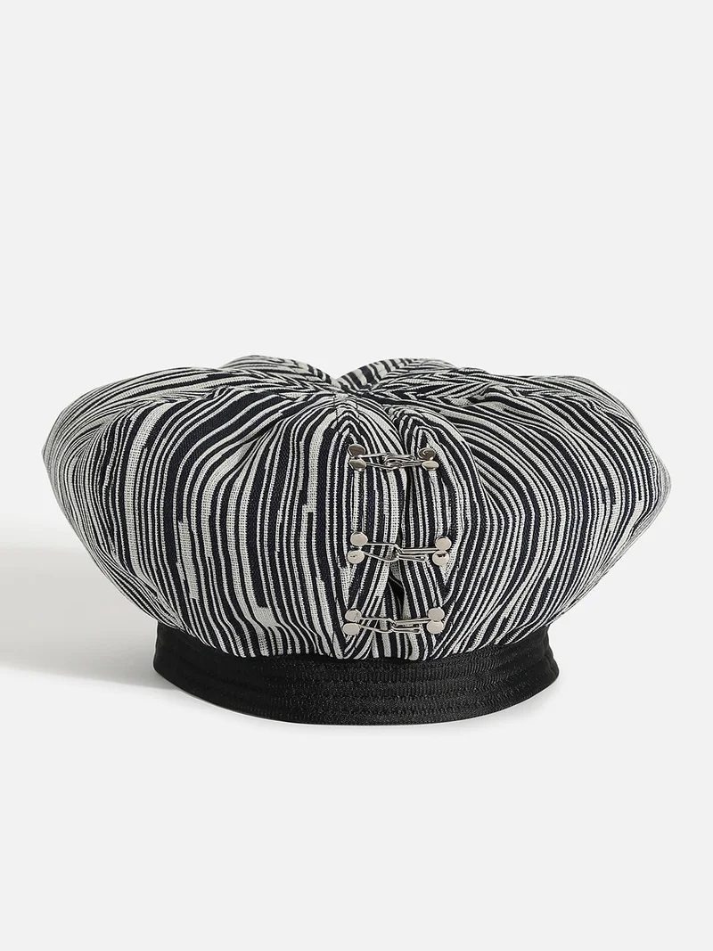 Haute Sauce Black & White Textured Bakerboy Hat