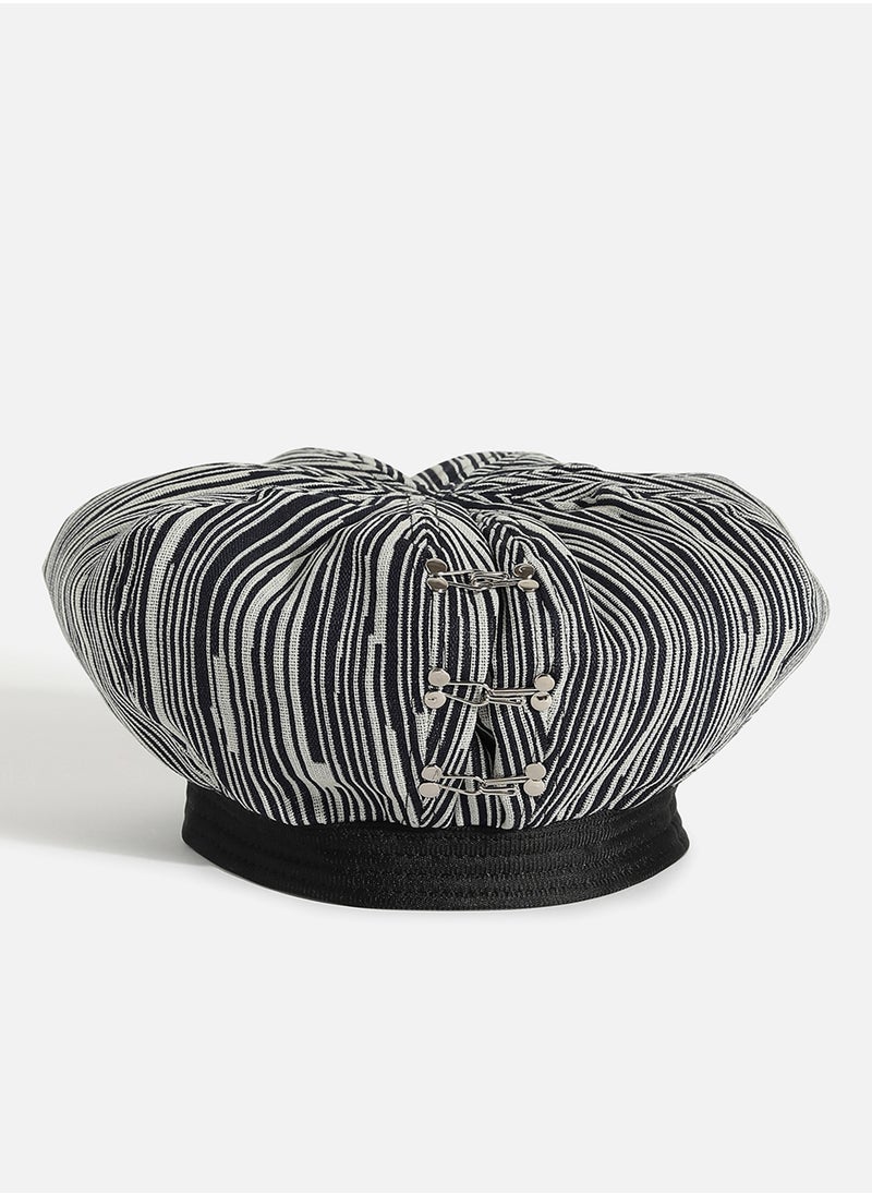 Haute Sauce Black & White Textured Bakerboy Hat  - Image 3