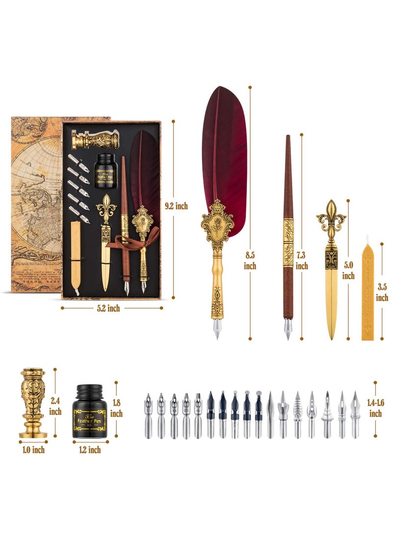 SYOSI - Calligraphy Pen Set - Deluxe Feather Quill Pen Set for Beginners, Complete Calligraphy Kit with Natural Feather and High-Grade Materials, Ideal Gift for , Birthdays, Weddings - Image 1