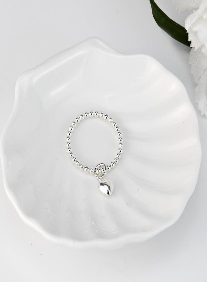 AeraVida Lovely Heart Dangle Eternal Love Beaded Sterling Silver Ring | Statement Fashion, Promise Ring, Couple Unisex Ring | Simple Jewelry Gift All Occasions | Size 7 - Image 2