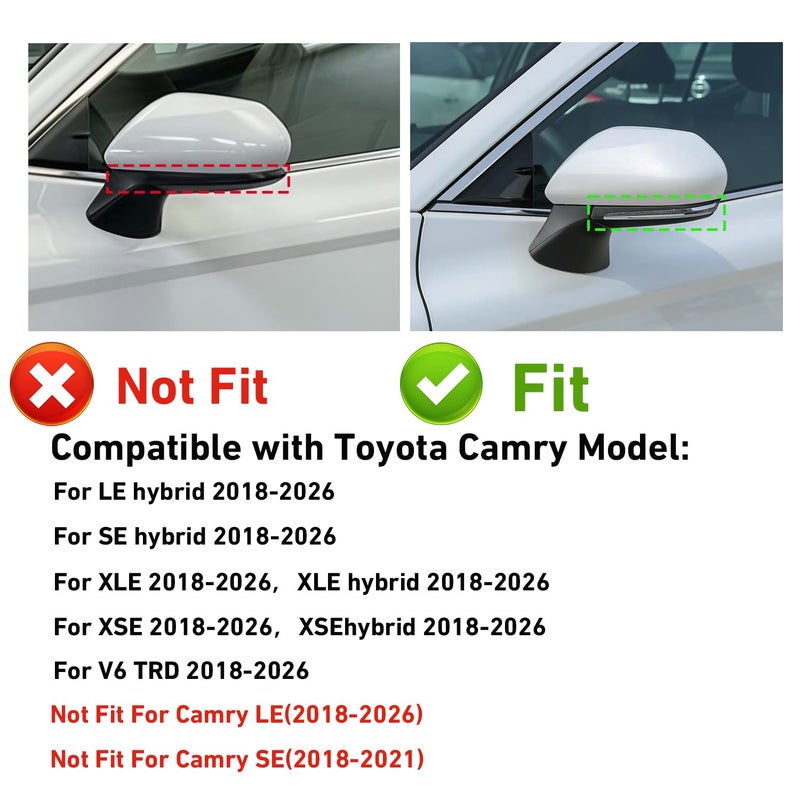 FQMY Compatible with Toyota Camry 2026 2025 2024 2023 2022 2021 2020 2019 2018 Accessories Aggressive Look Car Exterior Door Side Rearview Mirror Guard Cover Trim Caps -Glossy Black - Image 3