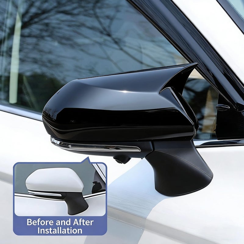 FQMY Compatible with Toyota Camry 2026 2025 2024 2023 2022 2021 2020 2019 2018 Accessories Aggressive Look Car Exterior Door Side Rearview Mirror Guard Cover Trim Caps -Glossy Black - Image 2