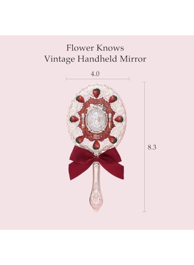 Flower Knows Strawberry Cupid Hand MirrorVintage Handheld MirrorFancy Pretty Princess Mirror with Long HandleGift for Girls WomenRed Velvet - Image 3