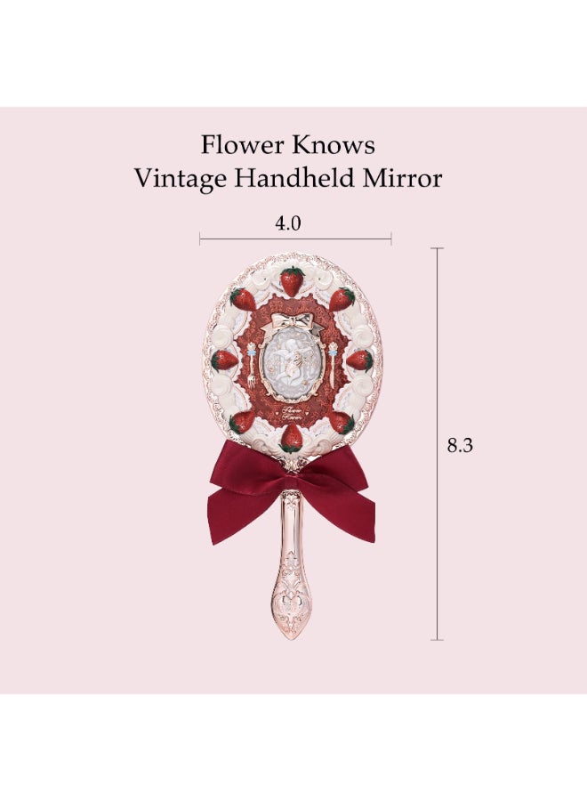 Flower Knows Strawberry Cupid Hand MirrorVintage Handheld MirrorFancy Pretty Princess Mirror with Long HandleGift for Girls WomenRed Velvet - Image 4