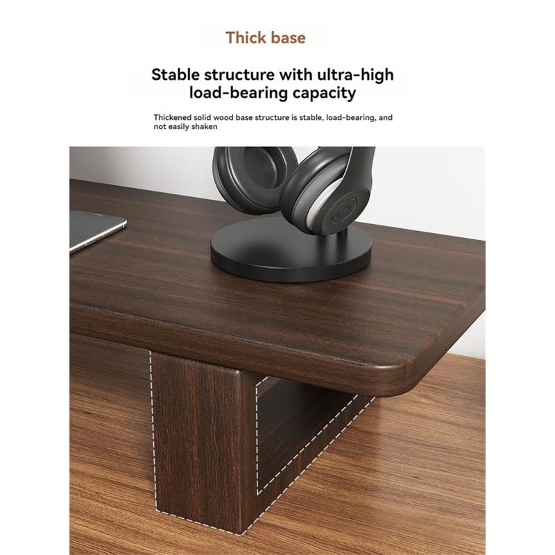 carpentray Wooden 100CM Computer Monitor Stand, Monitor Riser Desk Shelf Desktop Stand TV Laptop Riser with Keyboard Storage Desk - Image 3