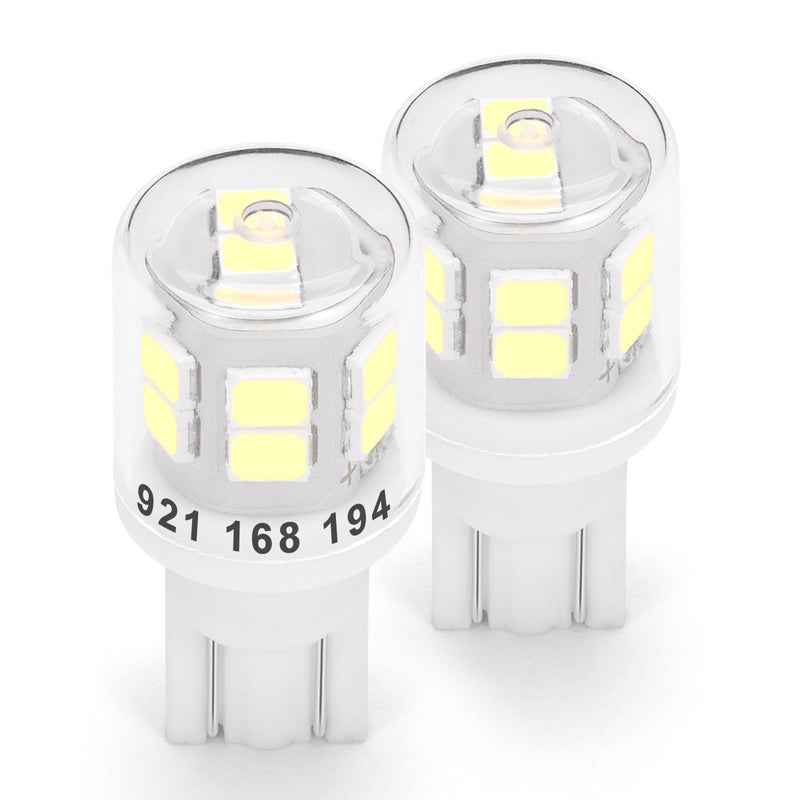 Hylroe 2825 921 168 194 W5W T5 T10 Wedge Miniature Bulbs 2W Ultra Bright 6000K Daylight White Replaces for Car Interior Lighting Tail Map Dome License Plate Side Marker Tag Cab Trunk HeadLight Bulbs 2 Pack - Image 3