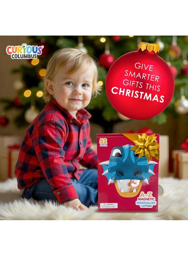 كيوريس كولومبوس - مغناطيسات الديناصورات - 52 مغناطيس ثلاجة للأطفال الصغار مع أحرف أبجدية مغناطيسية من الإسفنج لتعلم الأطفال الصغار - مغناطيسات الأطفال الصغار - مغناطيس ثلاجة على شكل ديناصور لتعليم الأطفال الصغار - Image 2
