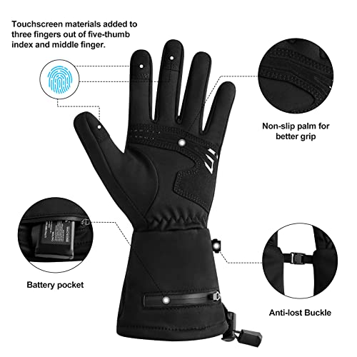DINSVTA Heated Gloves for Women Rechargeable Waterproof,Machine Washable Winter Electric Heating Thin Men Glove Liners for Cold Weather Outdoor Snow Driving Running Cycling - Image 4