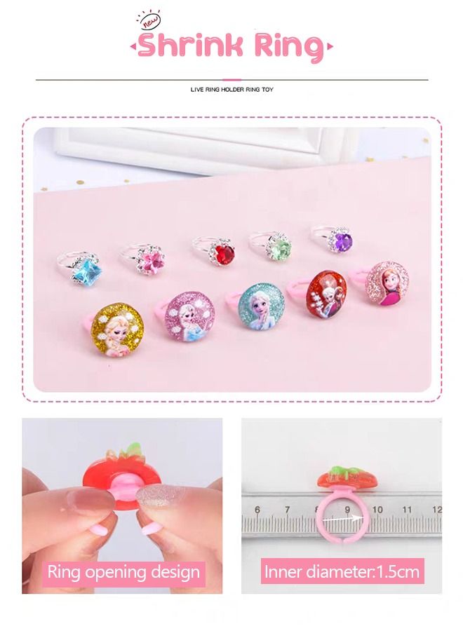 GROIC 36pcs Adjustable Princess Rings, Girls Dress Up Toys, Ring Set, Kids Cartoon Accessories  - Image 5