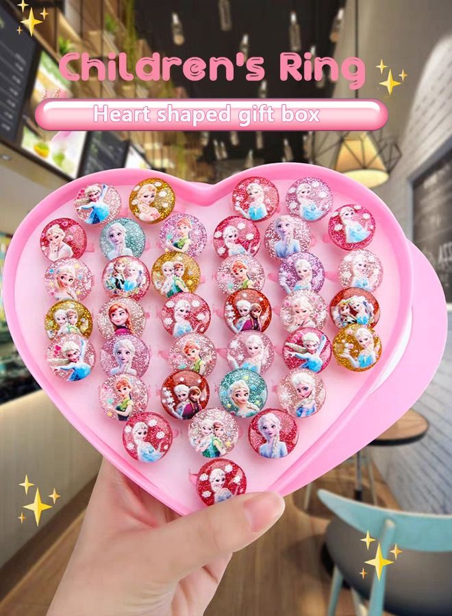 GROIC 36pcs Adjustable Princess Rings, Girls Dress Up Toys, Ring Set, Kids Cartoon Accessories  - Image 4