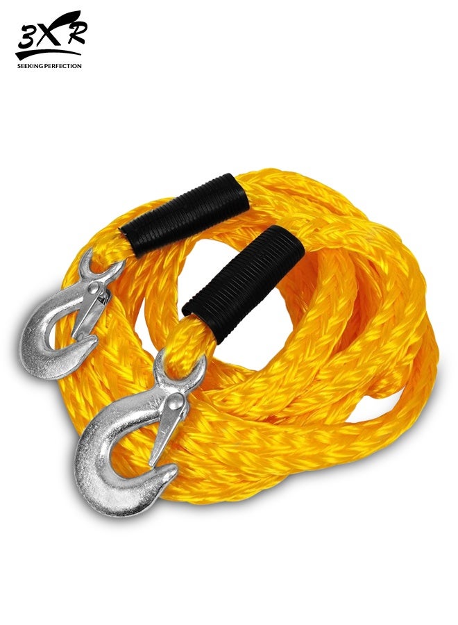 3XR Emergency Tow Rope 4 Meter 3000kg 3 Ton Heavy Duty Nylon Vehicle Recovery Towing Rope with Safety Hooks for Car SUV Pickup Truck Off Road Rescue Snow Mud Desert Winch Extension Strap Roadside Assistance Automotive Towing Equipment High Strength - Image 1