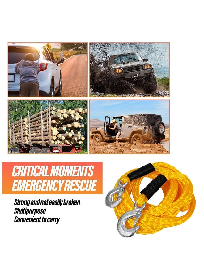 3XR Emergency Tow Rope 4 Meter 3000kg 3 Ton Heavy Duty Nylon Vehicle Recovery Towing Rope with Safety Hooks for Car SUV Pickup Truck Off Road Rescue Snow Mud Desert Winch Extension Strap Roadside Assistance Automotive Towing Equipment High Strength - Image 3