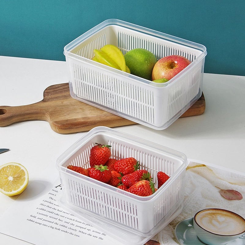 Double Layer Kitchen Draining Basket Food Strainer Storage Organizer for Fruits and Vegetables Washing and Draining - Image 3