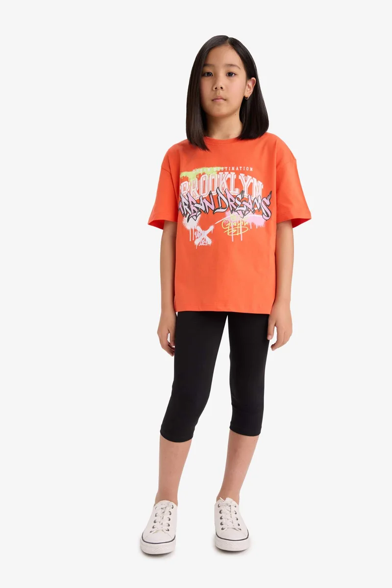 ديفاكتو Girl Oversize Crew Neck Short Sleeve T-Shirt