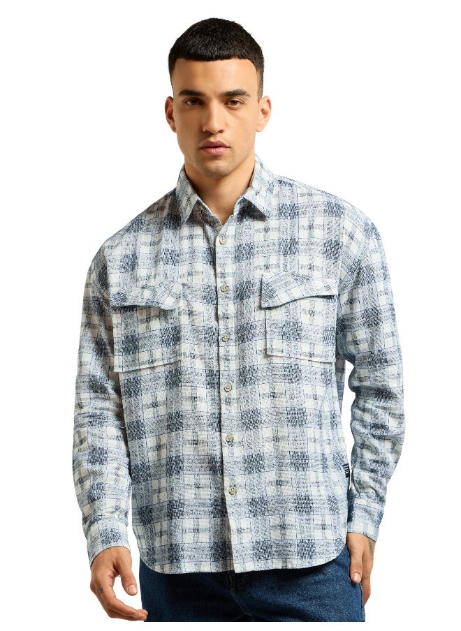 Beyoung Blue Waffle Plaid Shirt  - Image 2