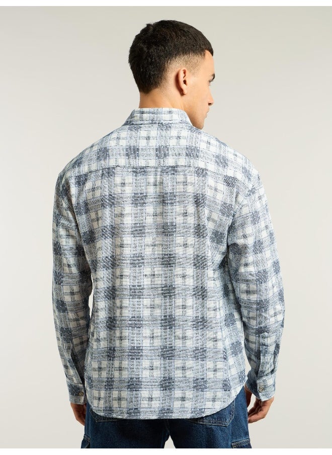 Beyoung Blue Waffle Plaid Shirt  - Image 5