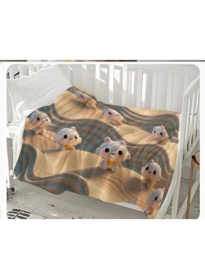 عام بطانية رقيقة من الفانيلا الكرتونية للأطفال والرضع (دافئة ومريحة، ومناسبة للنوم والألعاب) 70 سم * 100 سم - Image 2