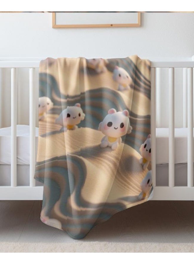 عام بطانية رقيقة من الفانيلا الكرتونية للأطفال والرضع (دافئة ومريحة، ومناسبة للنوم والألعاب) 70 سم * 100 سم - Image 5