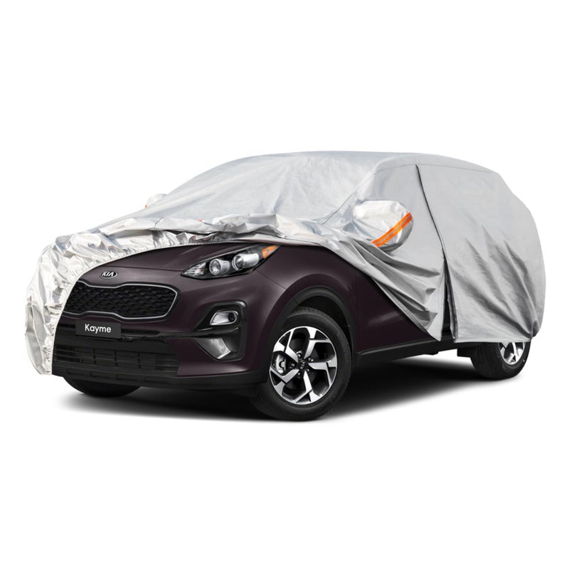 Kayme 6 Layers SUV Car Cover Custom Fit for Kia Sportage19942025 Waterproof All Weather for Automobiles Outdoor Full Cover Rain Sun UV ProtectionSilver