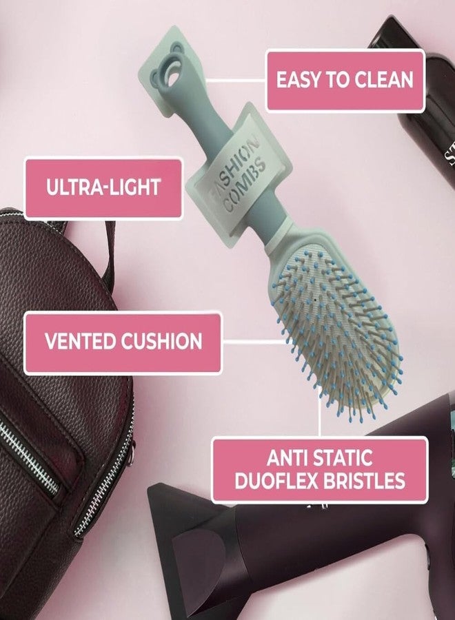 Trifecta فرشاة فك تشابك الشعر تريفيكتا للشعر الكثيف المجعد | شعيرات ناعمة مموجة الشكل للتدليك | فرشاة مضادة للتشابك للنساء والرجال والمراهقين | فرشاة فك تشابك الشعر الصيفية للشاطئ (أزرق) - Image 4