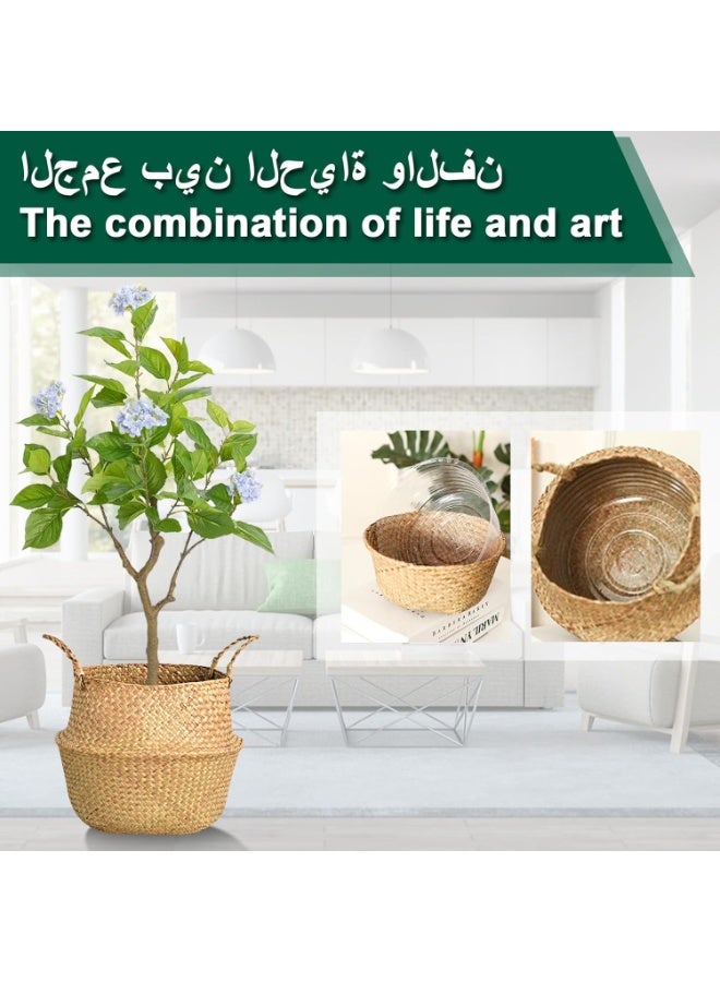 يوڠام أصيص نبات، أصيص محمول من الخوص، أصيص نبات بلاستيكي بمحاكاة طبيعية على شكل سلة زهور منسوجة - Image 3