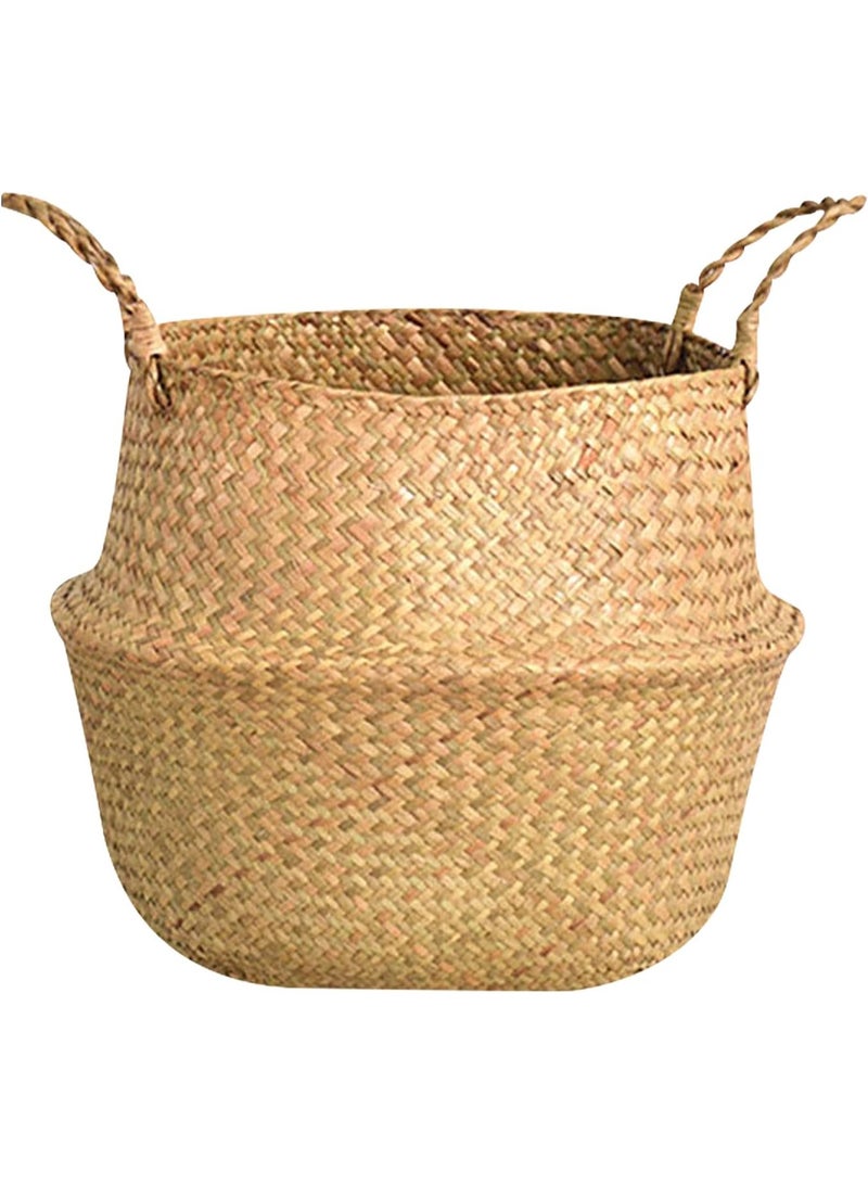 يوڠام أصيص نبات، أصيص محمول من الخوص، أصيص نبات بلاستيكي بمحاكاة طبيعية على شكل سلة زهور منسوجة - Image 1