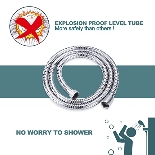 Aleasha Chrome Finished Shower Hose, 99 Inches Extra Long Shower Hose Attachment for Shower Head SUS 304 Stainless Steel Bathroom Bathing Handheld Shower Head Hose with Brass Insert and Nut - Image 5
